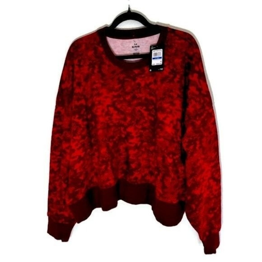 NWT Under Armour Sweatshirt Womens XL Red Camo Fleece Pullover Relaxed Gorpcore